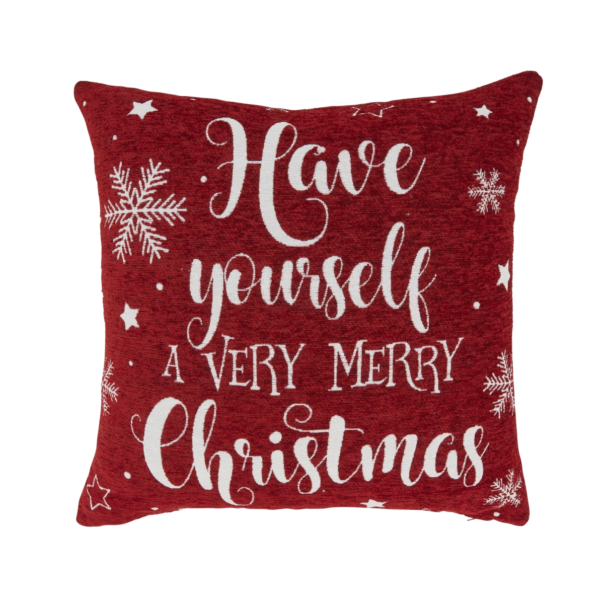 9233.R18SP Festive Delight Chenille Jacquard Holiday Poly Filled Throw Pillow, Red