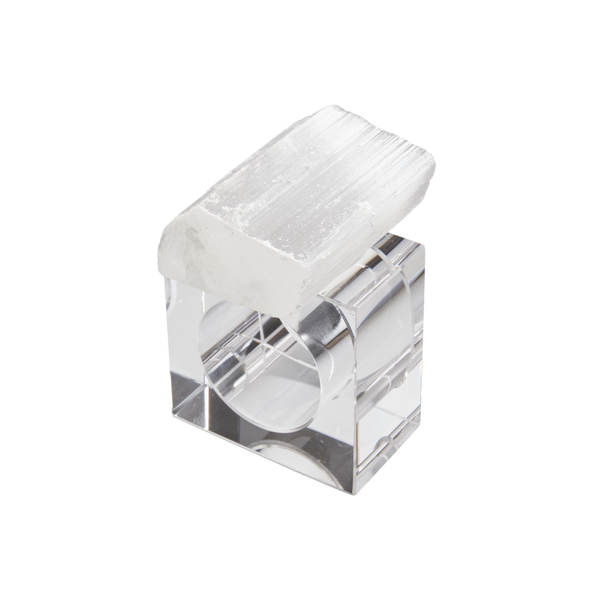 Picture of Saro Lifestyle NR159.C 1.5 in. Ethereal Selenite Napkin Ring, Clear - Set of 4