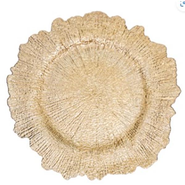 Picture of Saro Lifestyle CH535.GL14R 14 in. Round Radiant Elegance Starburst Charger, Gold - Set of 4