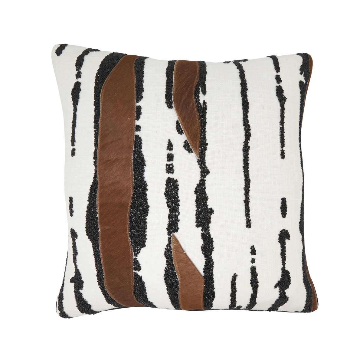 4043.BW18SC 18 x 18 in. Stylish Leather Patchwork Pillow Cover, Black & White