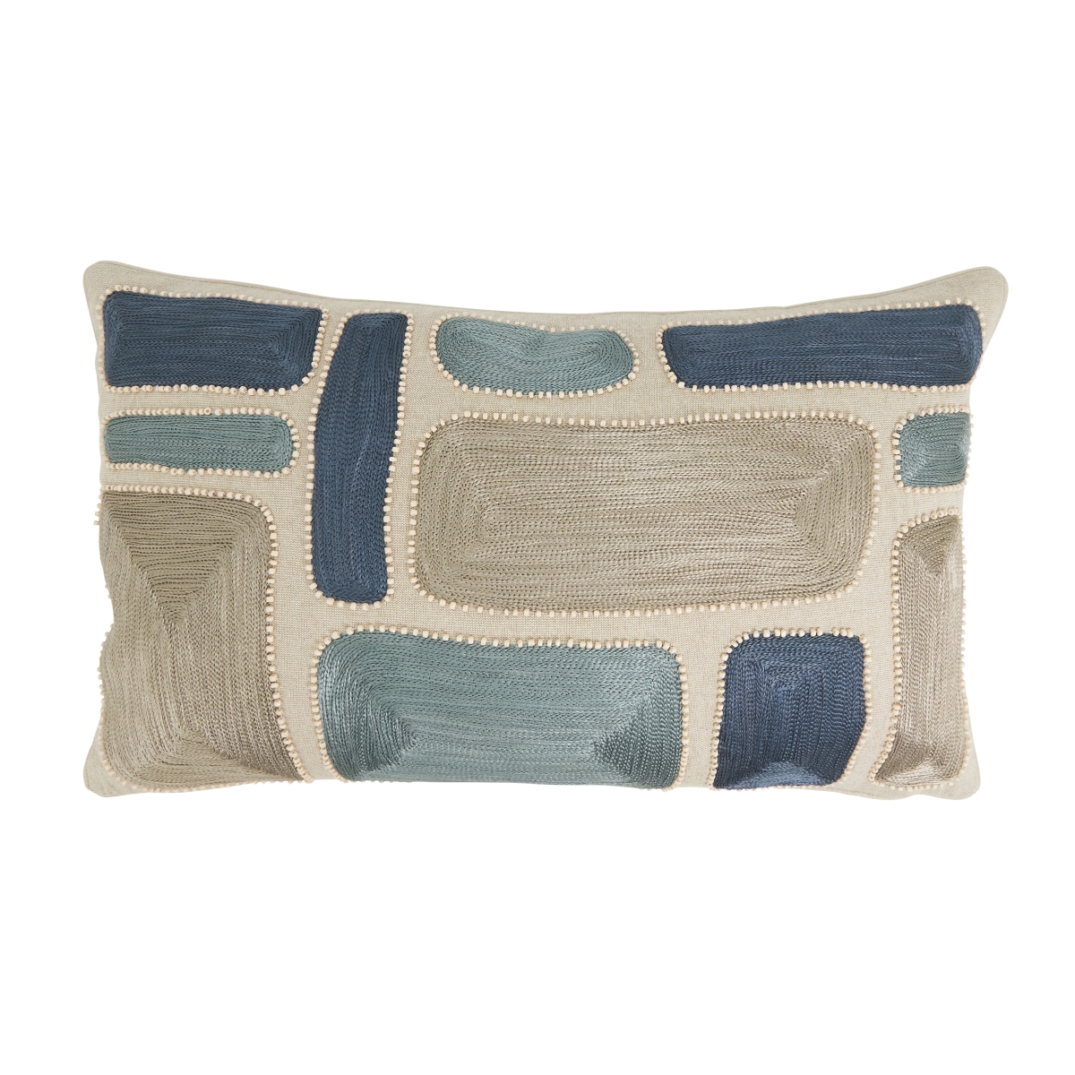 4059.BL1220BP Vibrant Embroidered Color Block Poly Filled Pillow - Blue