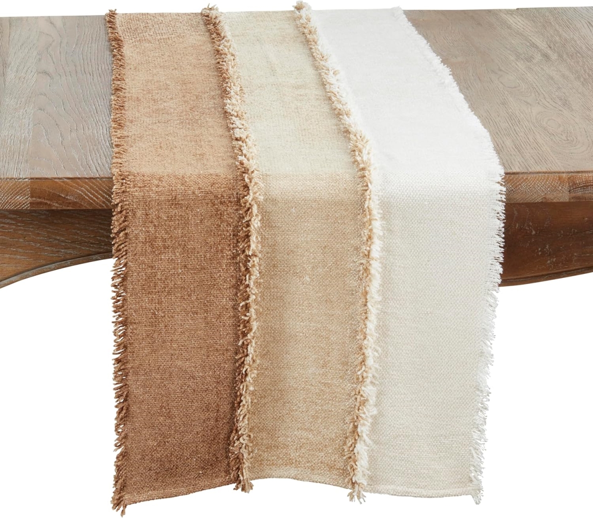 Picture of Saro Lifestyle 5045.N1672B Color Cascade Fringed Table Runner - Natural