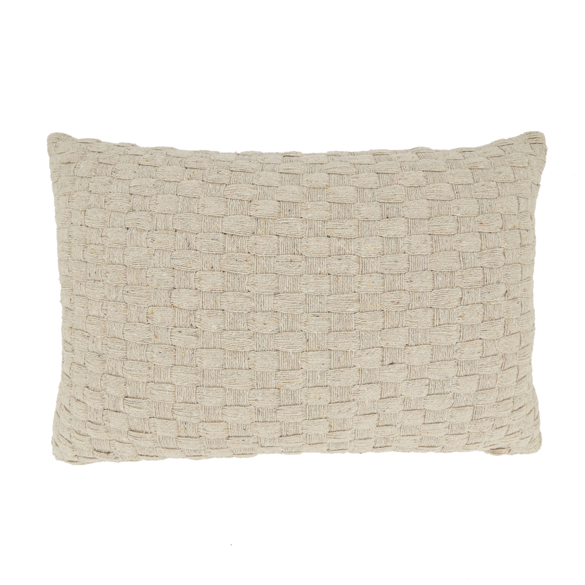 3830.I1624BP Textured Waffle Weave Poly Filled Pillow - Ivory - 16 x 24 in.