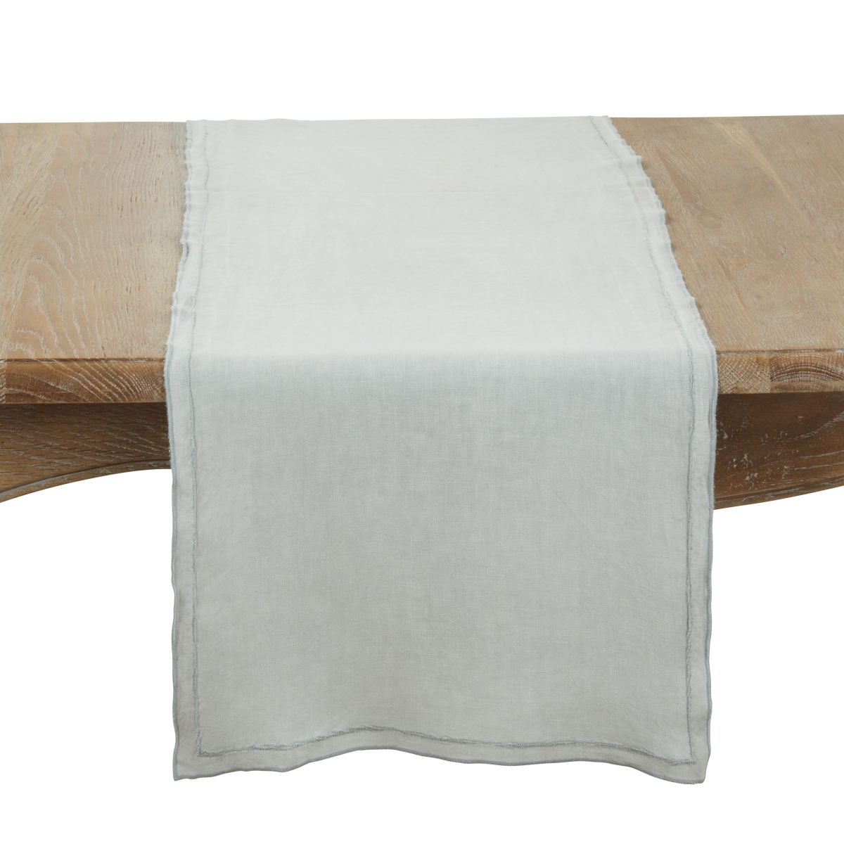 Picture of Saro Lifestyle 23007.BG1672B Sto ashed Over Lock Edge Table Runner - Blue-Grey