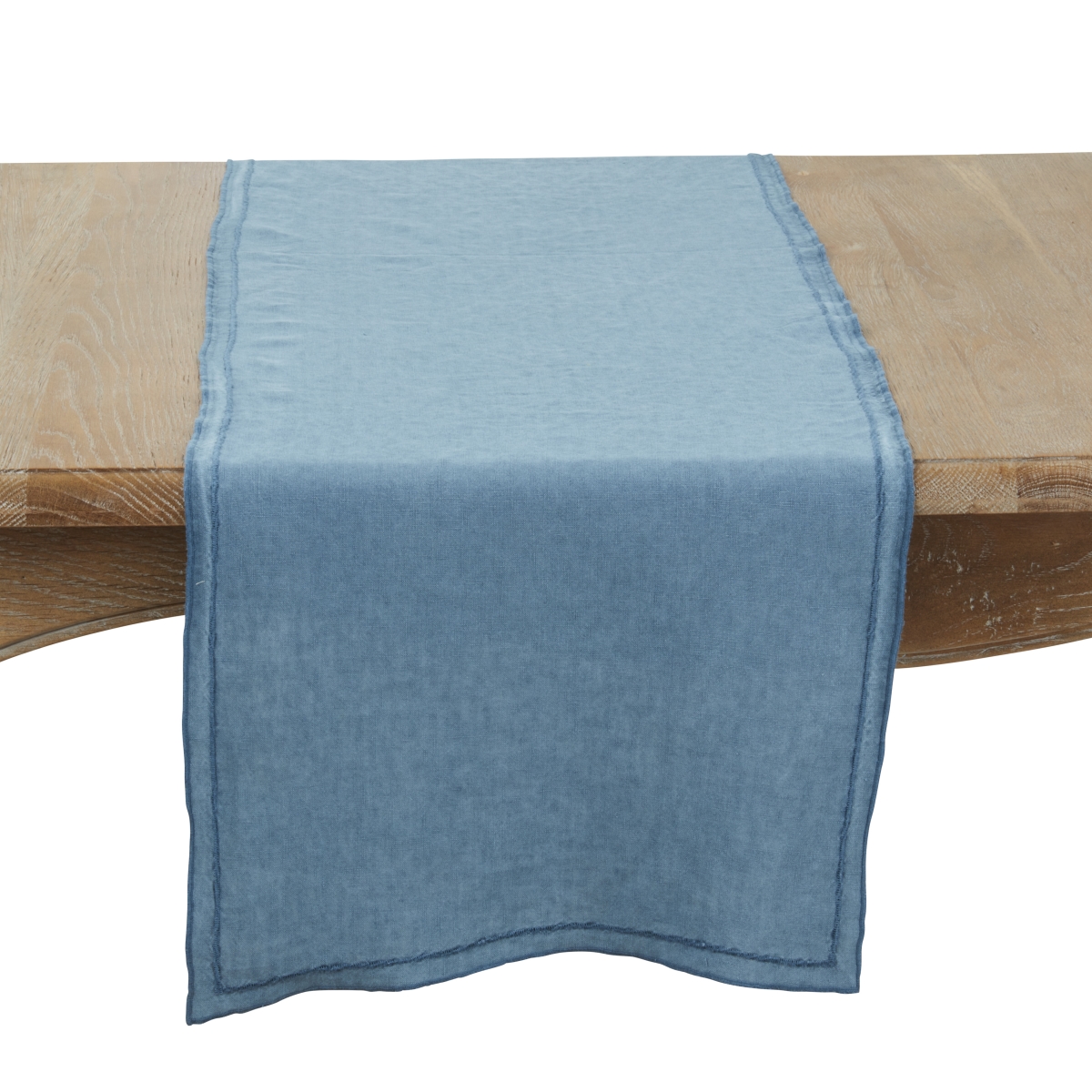 Picture of Saro Lifestyle 23007.NB1672B Sto ashed Over Lock Edge Table Runner - Navy Blue