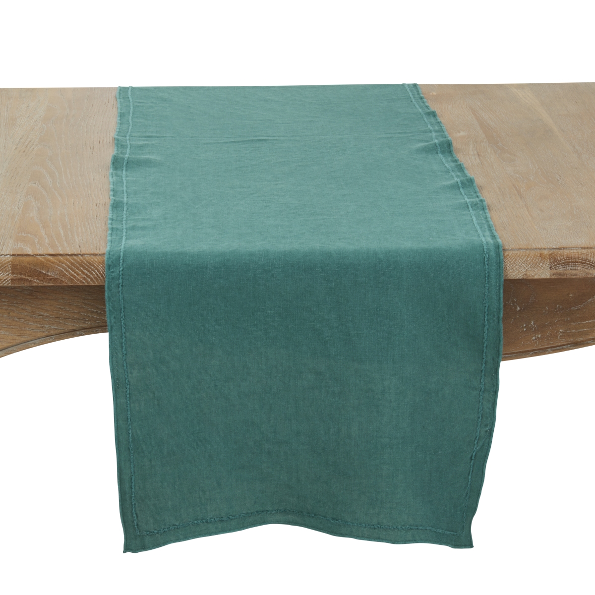 Picture of Saro Lifestyle 23007.JG1672B Sto ashed Over Lock Edge Table Runner - Jasper Green