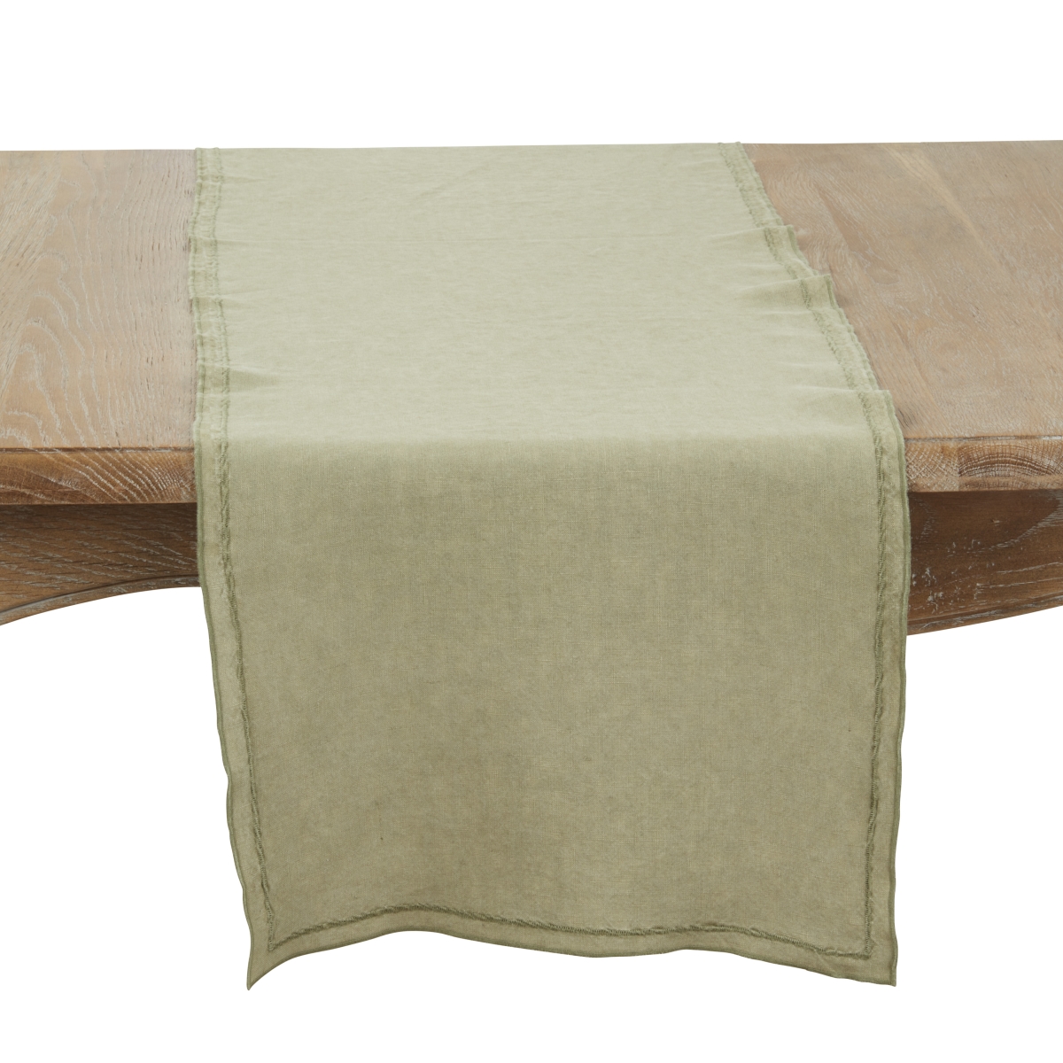 Picture of Saro Lifestyle 23007.OL1672B Sto ashed Over Lock Edge Table Runner - Olive