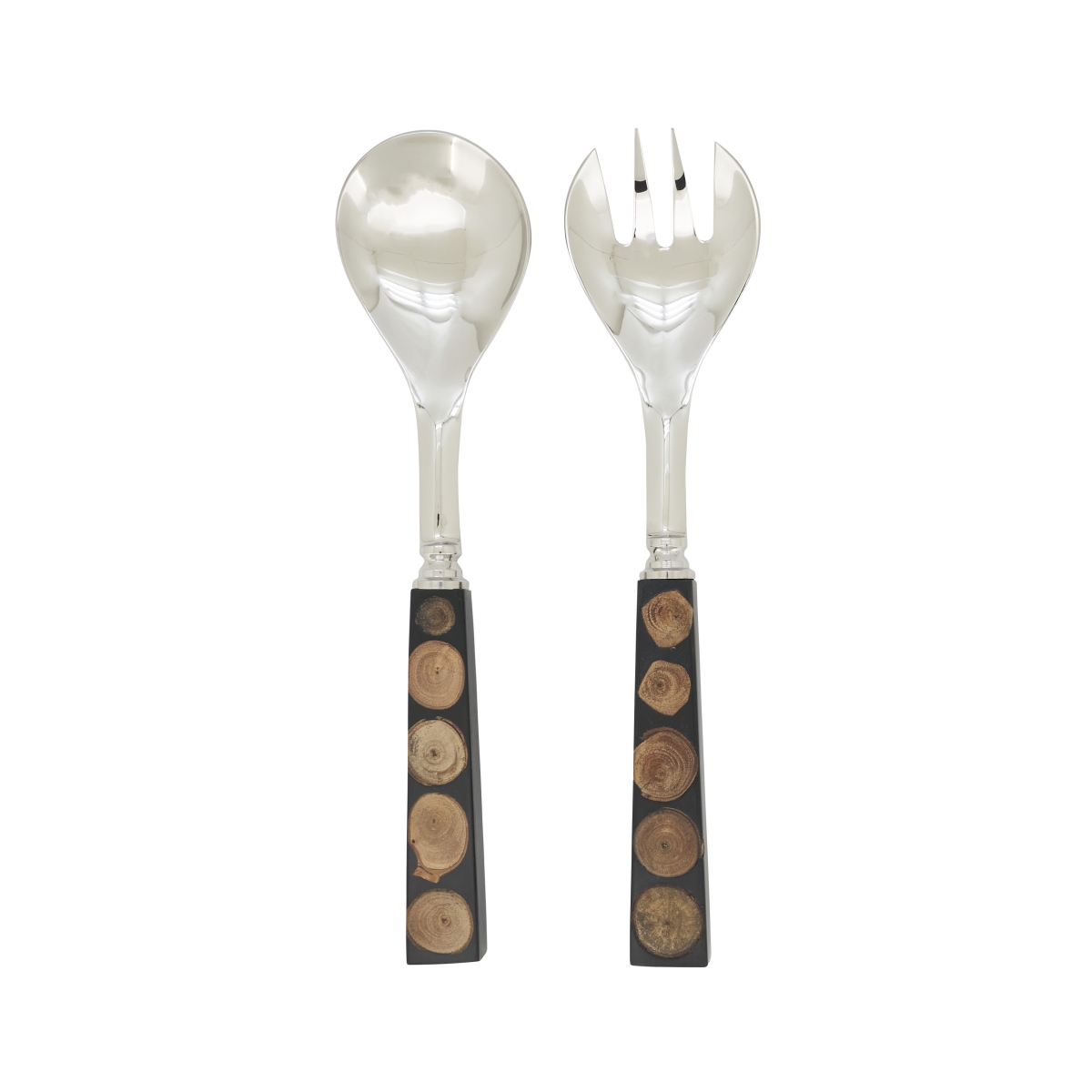Picture of Saro Lifestyle SP305.BK Artisan Wood & Resin Salad Server Set - Black