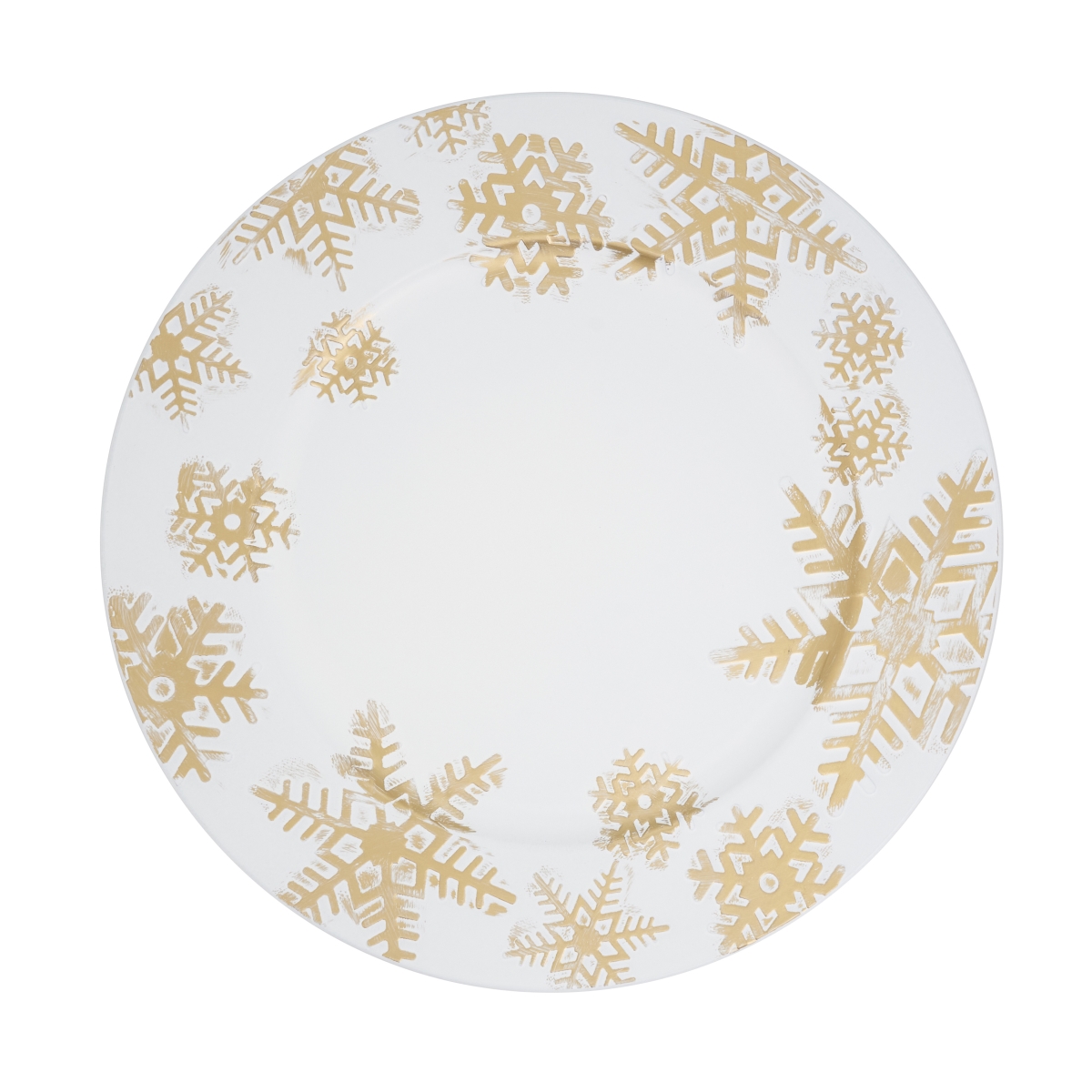 Picture of Saro Lifestyle CH045.W13R Christmas Snowflake Charger Plate - White - Set of 4