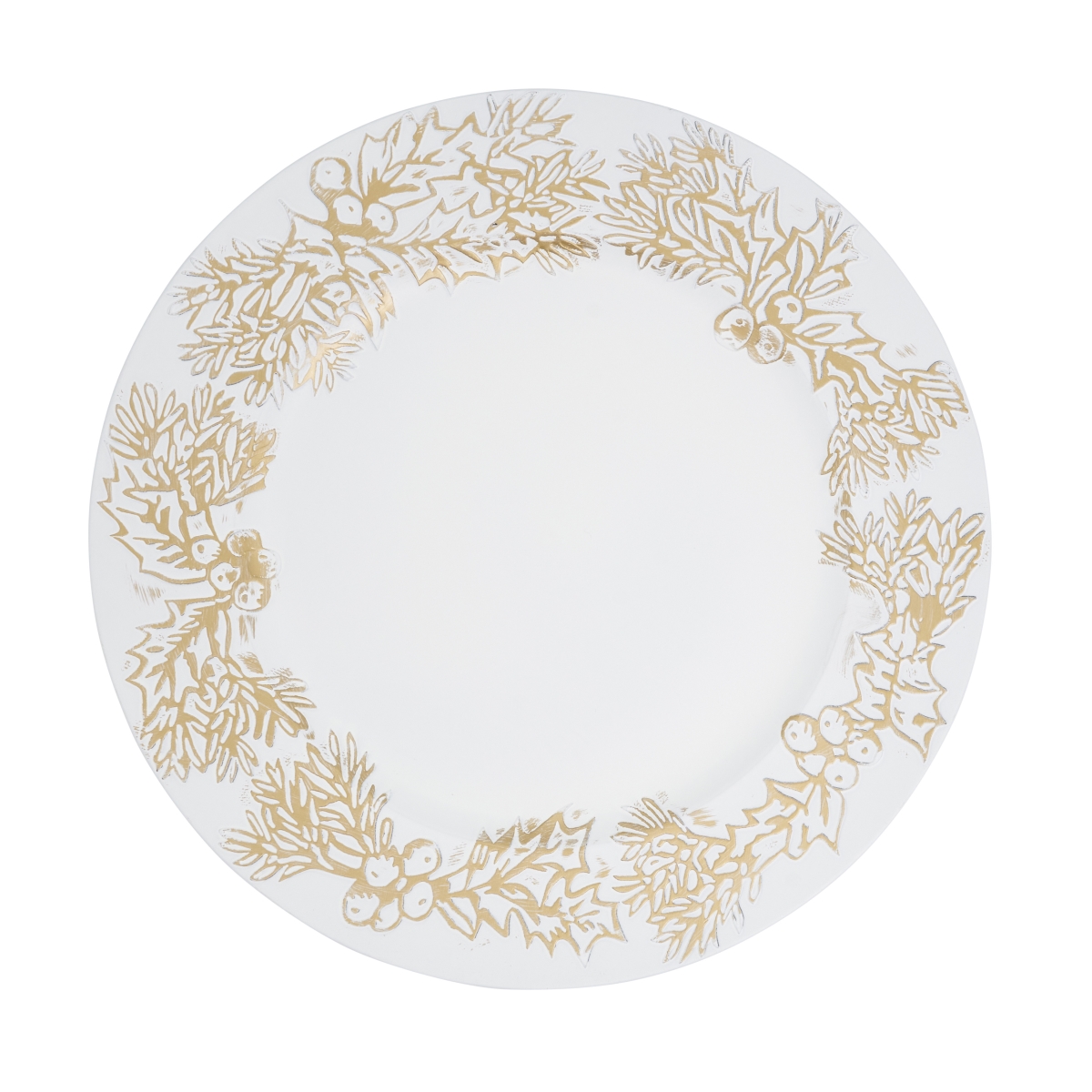 Picture of Saro Lifestyle CH713.W13R Christmas Holly Berries Charger Plate - White - Set of 4