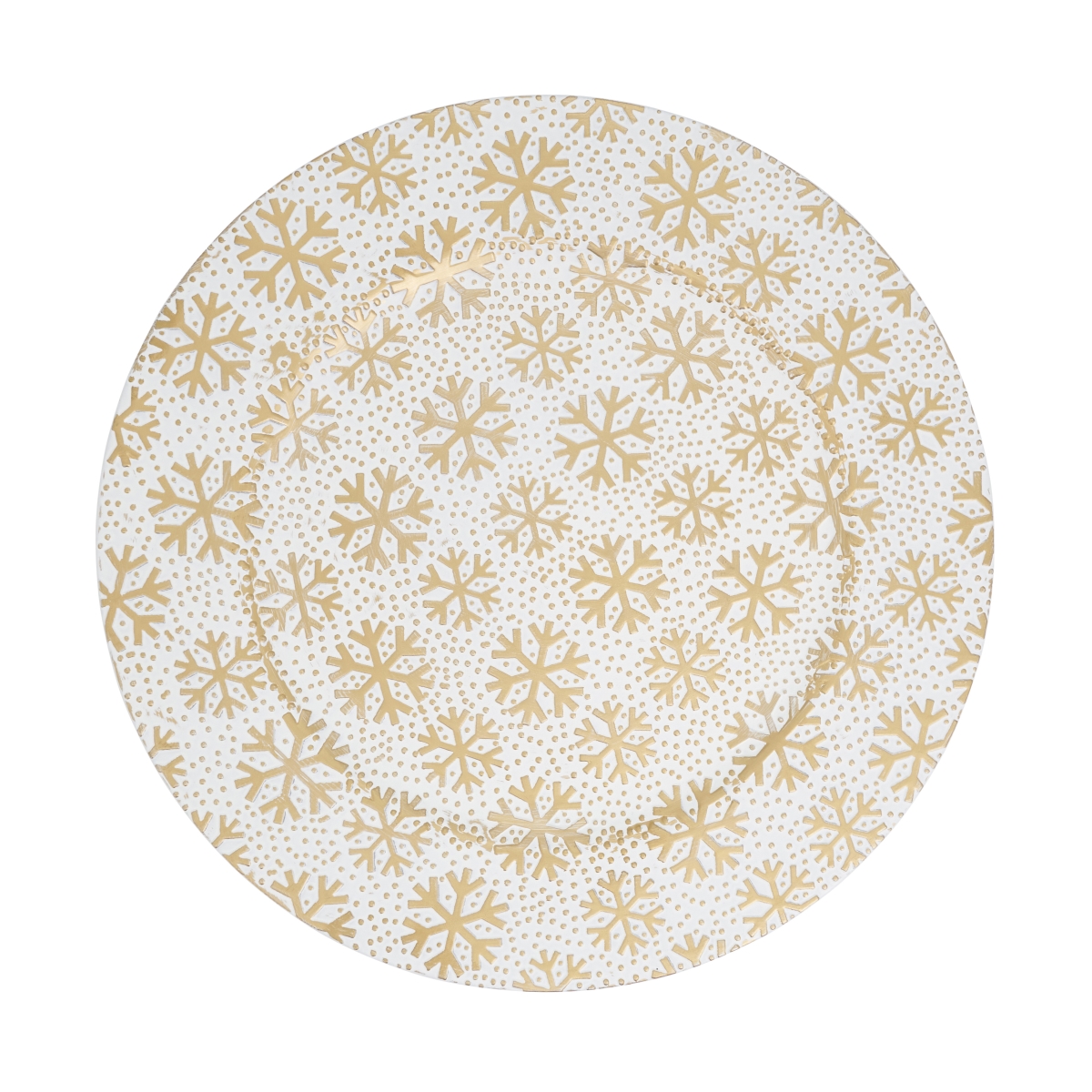 Picture of Saro Lifestyle CH307.W13R Frosted Snowflake Charger Plate - White - Set of 4