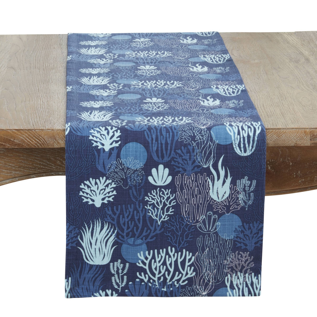 Picture of Saro Lifestyle 1500.NB1472B Ocean Depths Coral Table Runner - Navy Blue