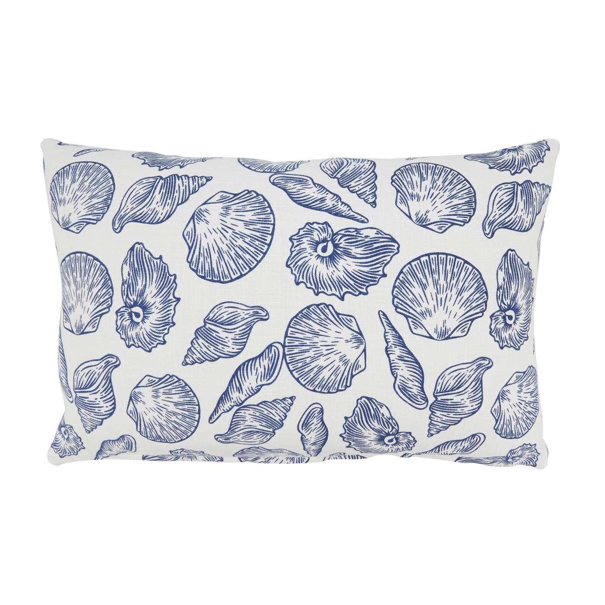 1520P.WB1320BC Coastal Sea Shells Pillow Cover - White & Blue - 13 x 20 in.