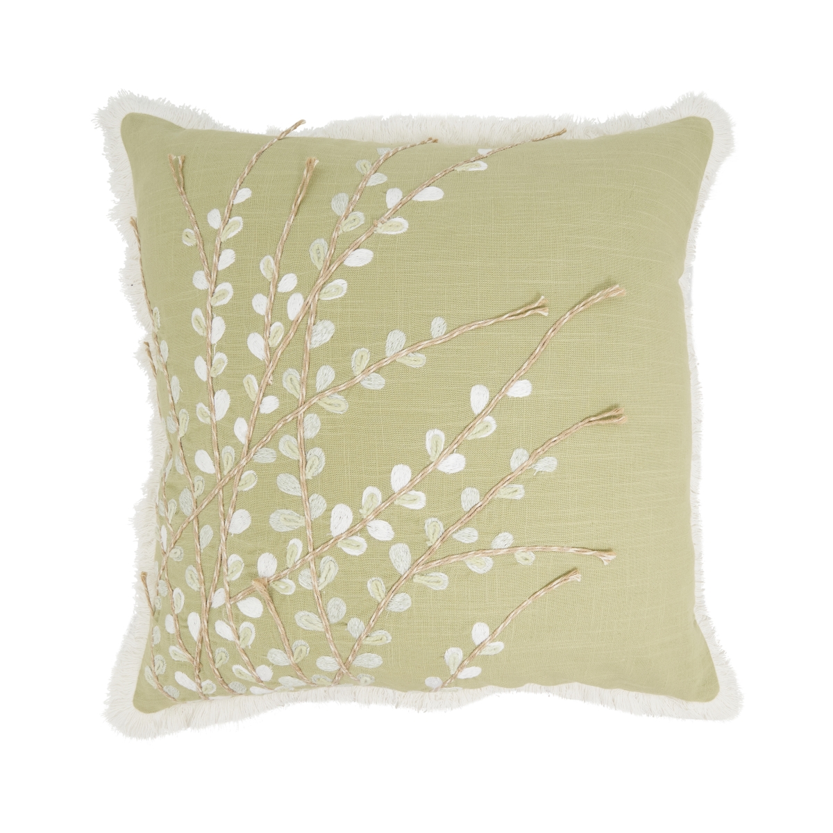 2450.G18SD Elegant Embroidered Floral Down Filled Pillow - Green