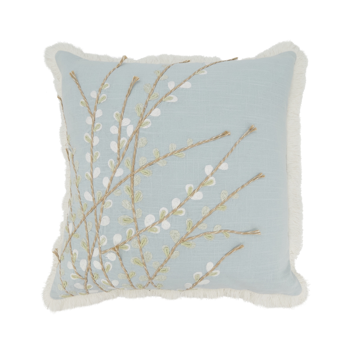 2450.BL18SP Elegant Embroidered Floral Poly Filled Pillow - Blue