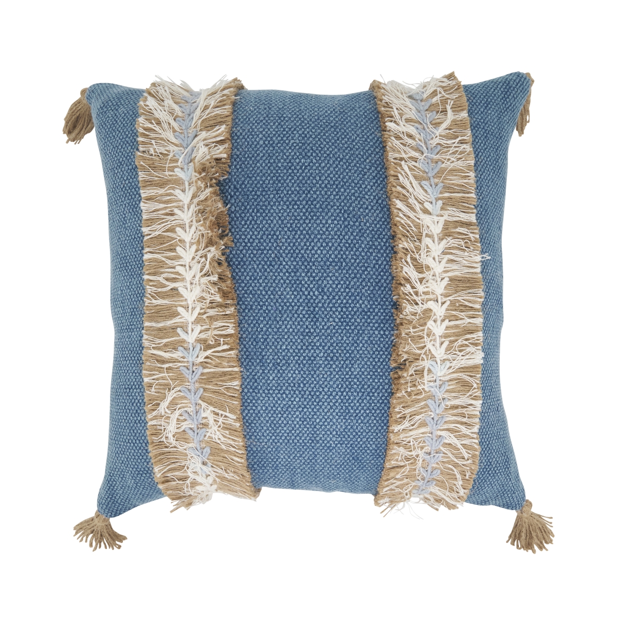 3363.BL18SP Chic Embroidered Stripe Poly Filled Pillow - Blue