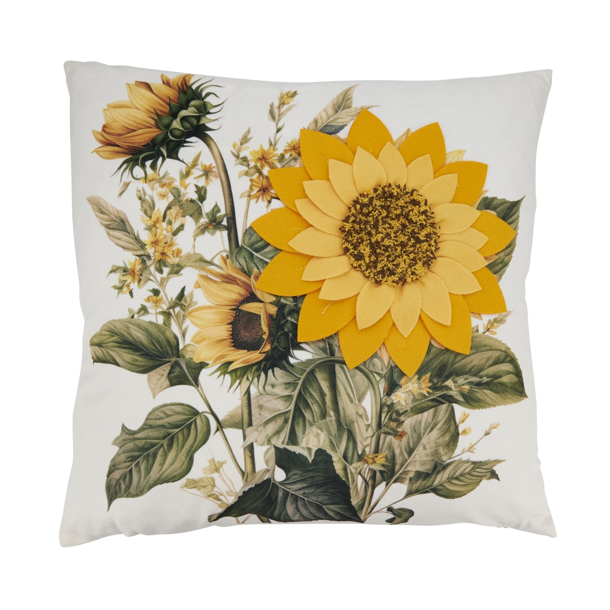 1274.M18SC Bright Felt Applique Sunflower Pillow Cover - Multi Color