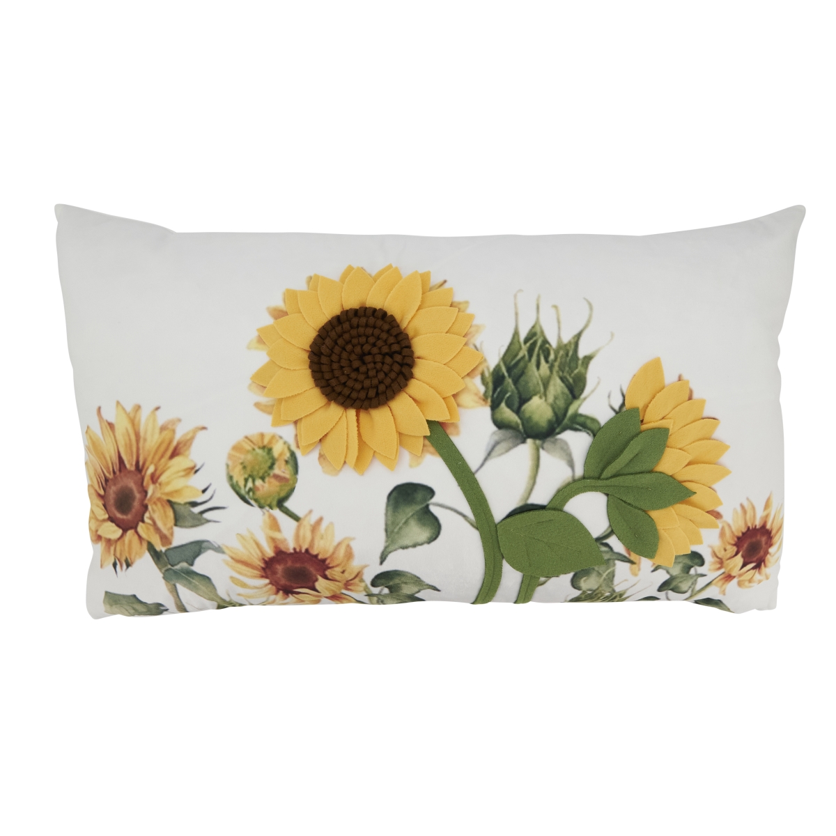 1244.M1424BD Bright Felt Applique Sunflower Down Filled Pillow - Multi Color - 14 x 24 in.