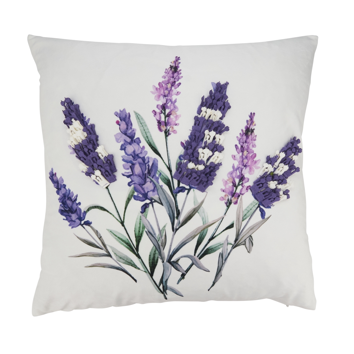 1248.M18SD Charming Felt Applique Lavender Down Filled Pillow - Multi Color