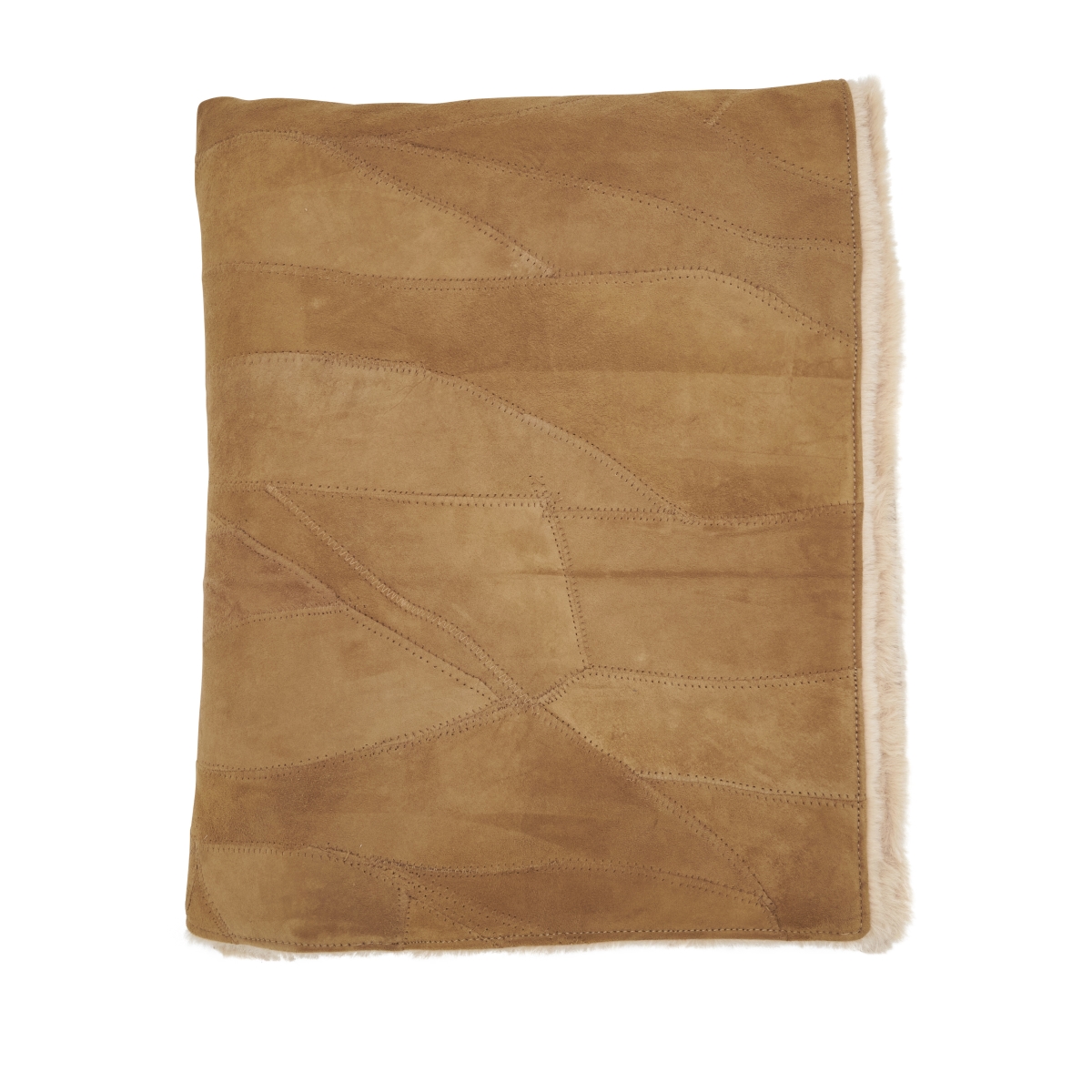 TH142.CA5060B 50 x 60 in. Artisan Patchwork Leather Throw, Camel