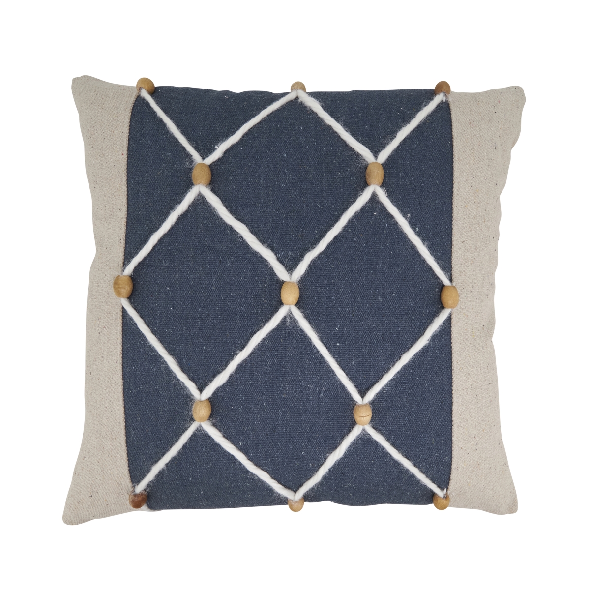 Picture of Saro Lifestyle 6150.NB20SC Coastal Rope & Bead Pillow Cover - Navy Blue