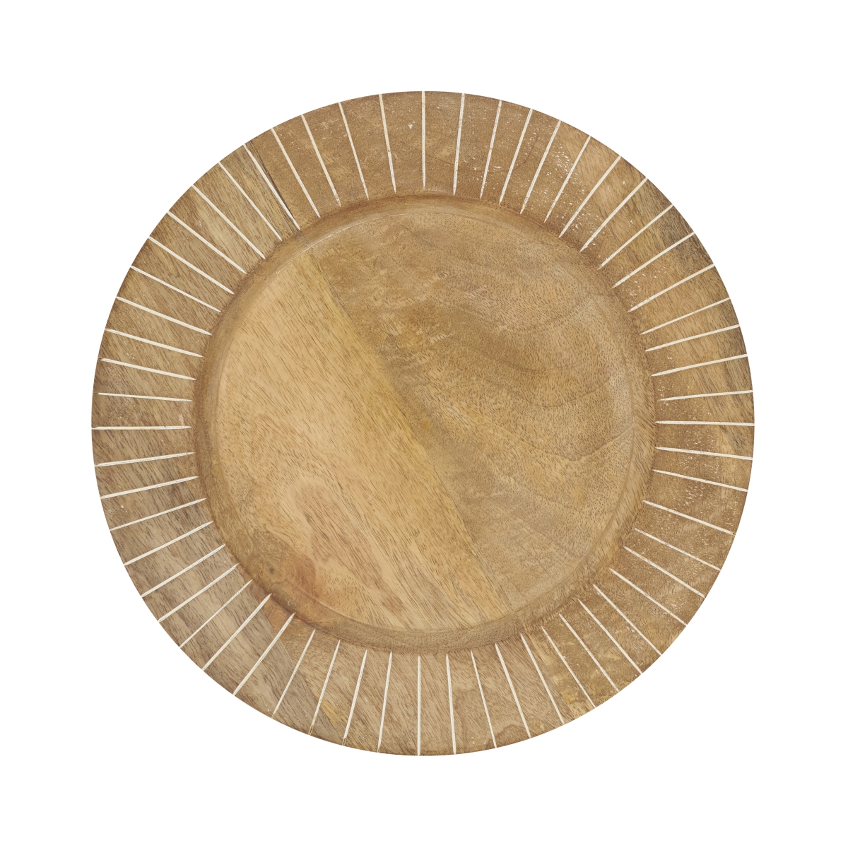 Picture of Saro Lifestyle CH728.W13R 13 in. Textured Slit Edges Wooden Charger Plate&#44; White - Set of 4
