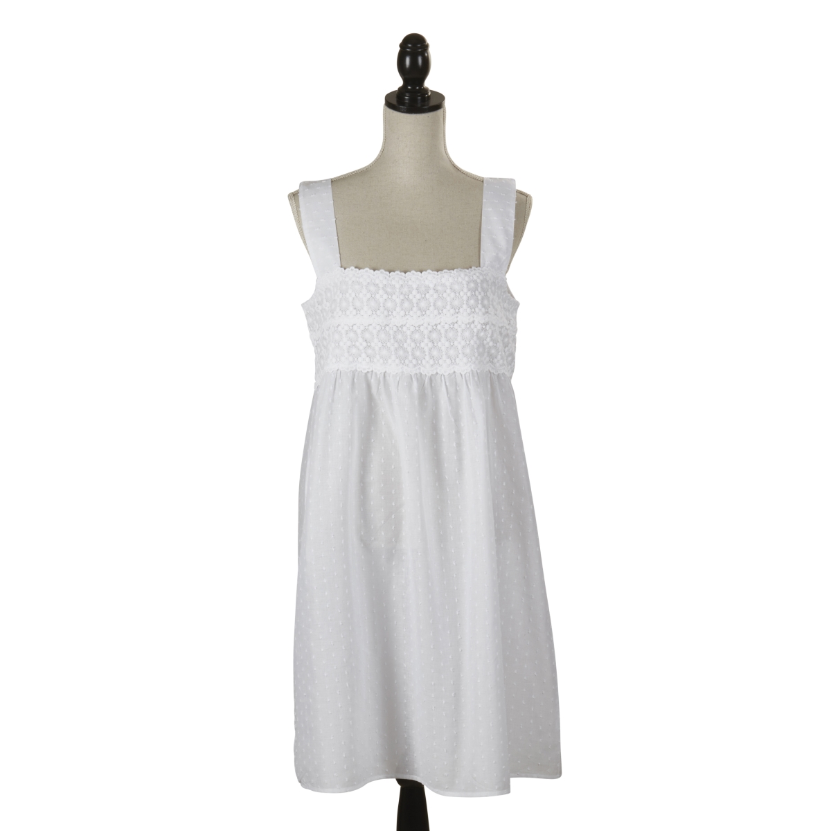 NG266.W08 Swiss Dot Serenity Square Neck Nightgown - White - Medium