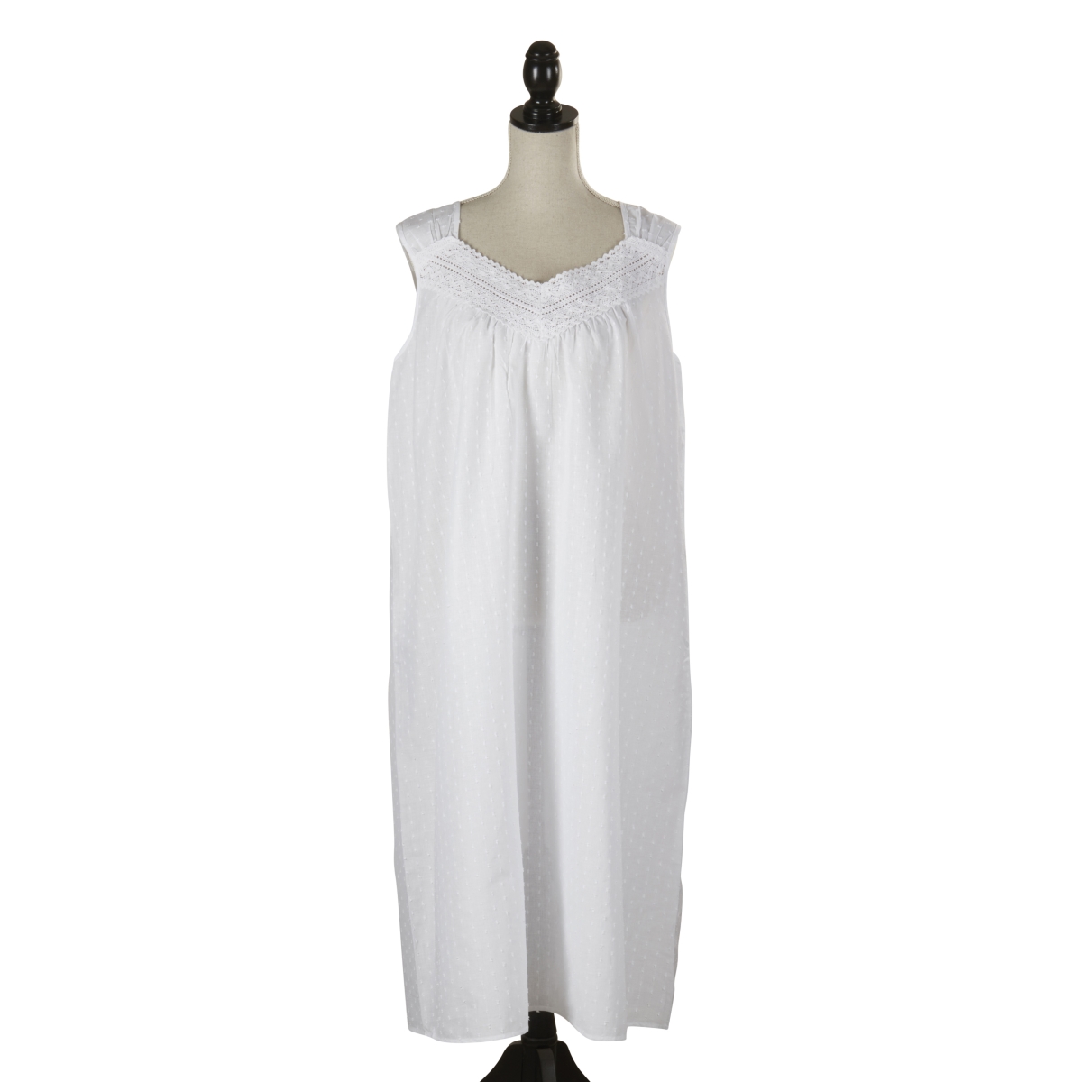 NG122.W10 Swiss Dot Dream V-Neck Nightgown - White - Large