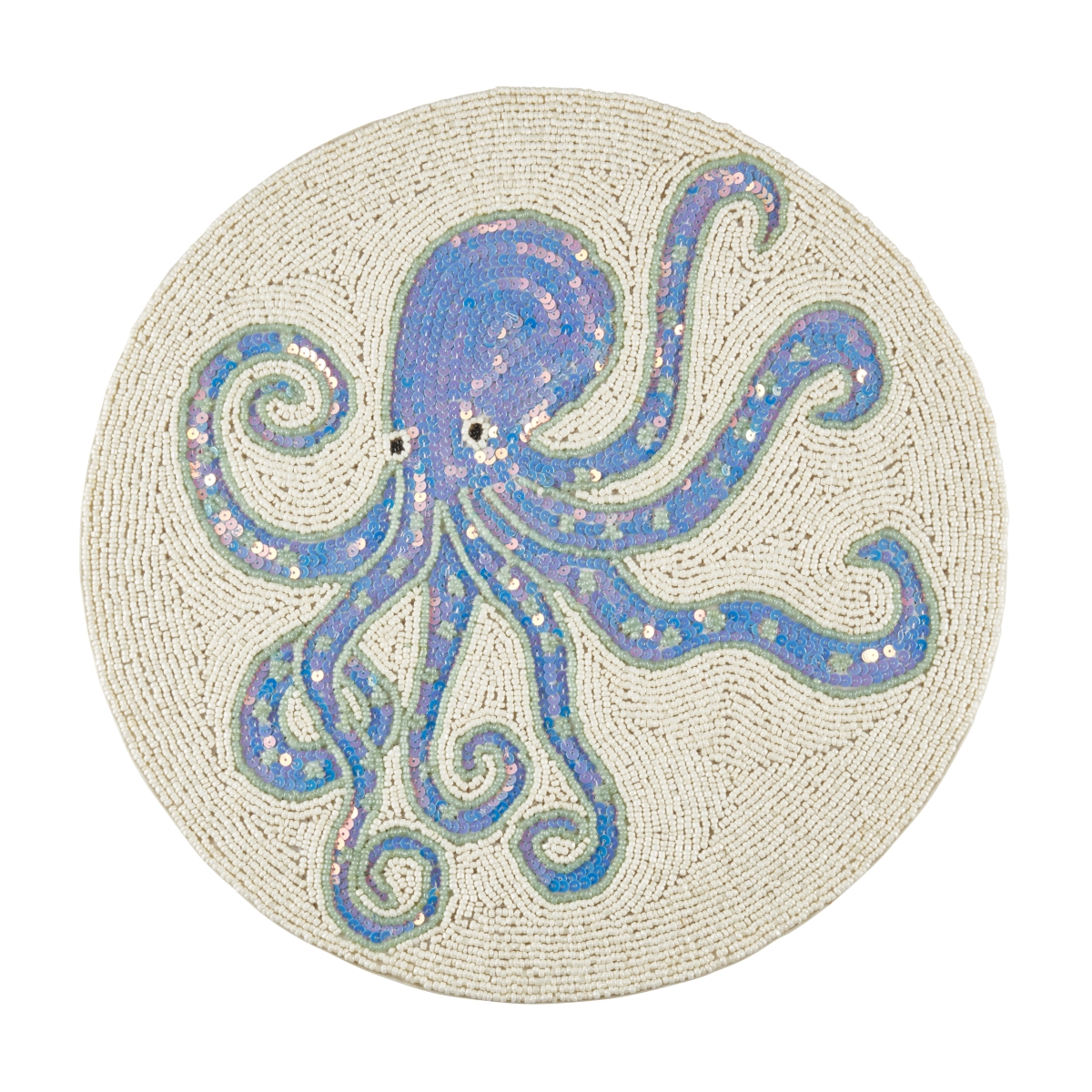 Picture of Saro Lifestyle 9084.A15R 15 in. Tentacle Treasure Beaded Placemat&#44; Aqua - Set of 4