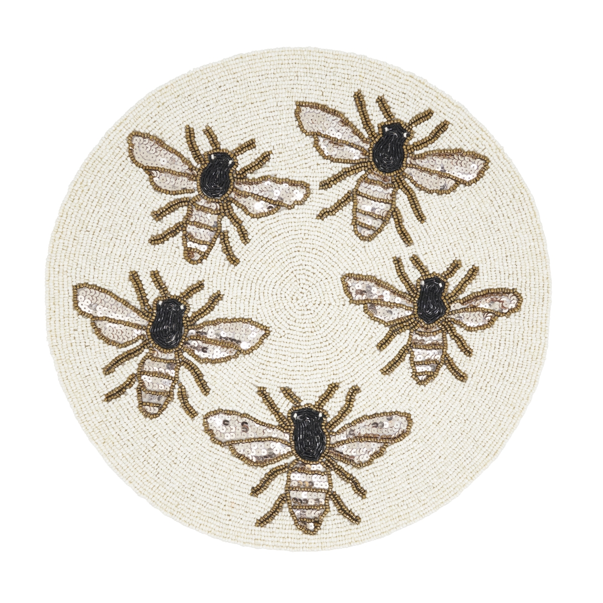 Picture of Saro Lifestyle 9085.GL15R 15 in. Garden Buzz Beaded Placemat&#44; Gold - Set of 4