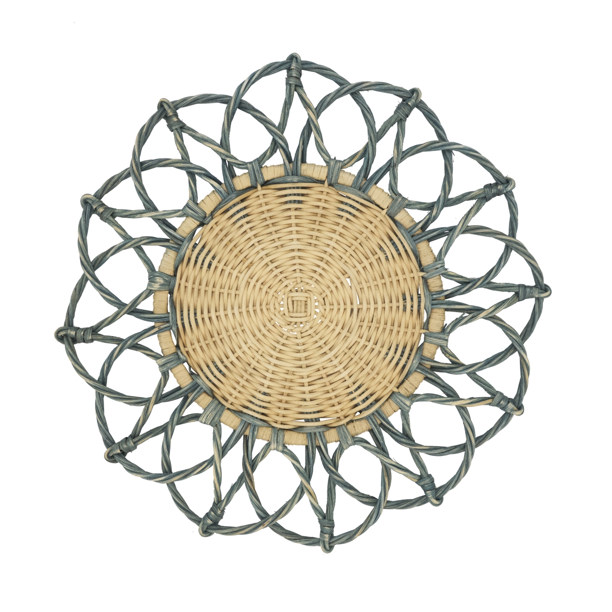 Picture of Saro Lifestyle 2001.TQ15R 15 in. Spiral Rattan Placemat, Turquoise - Set of 4