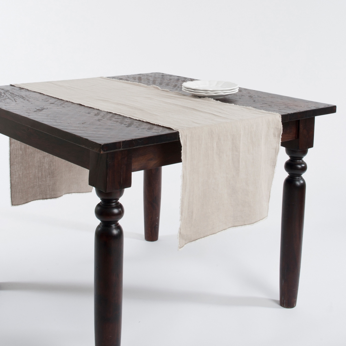 Picture of SARO 13009.N1672B 16 x 72 in. Rectangular Fringed Design Stone Washed Linen Table Runner - Natural
