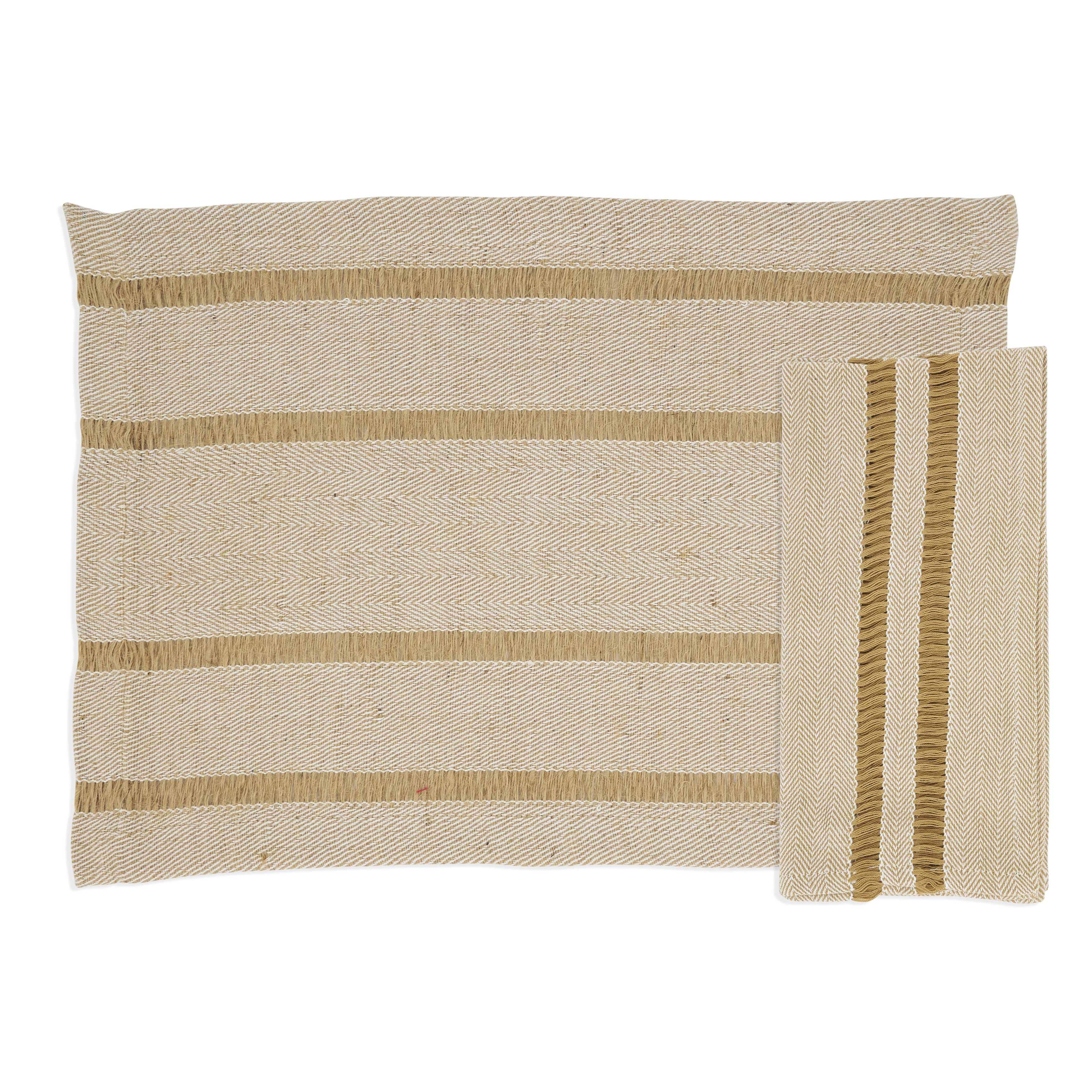 Picture of Saro Lifestyle 5835.N Classic Stripe Placemat & Napkin Set - Natural