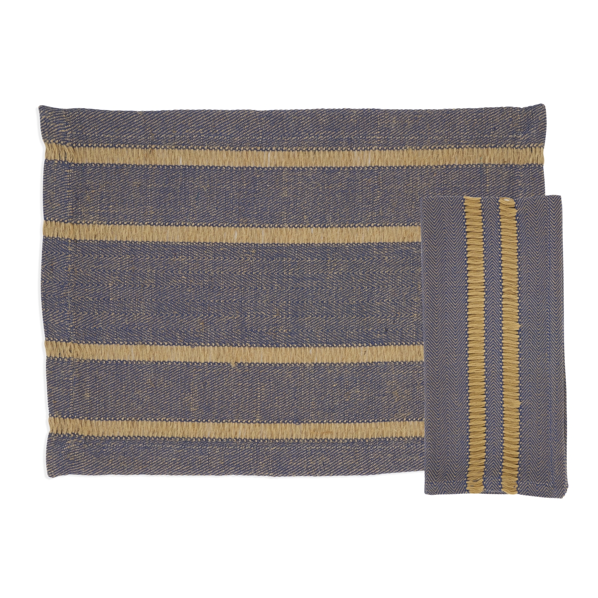 Picture of Saro Lifestyle 5835.NB Classic Stripe Placemat & Napkin Set - Navy Blue