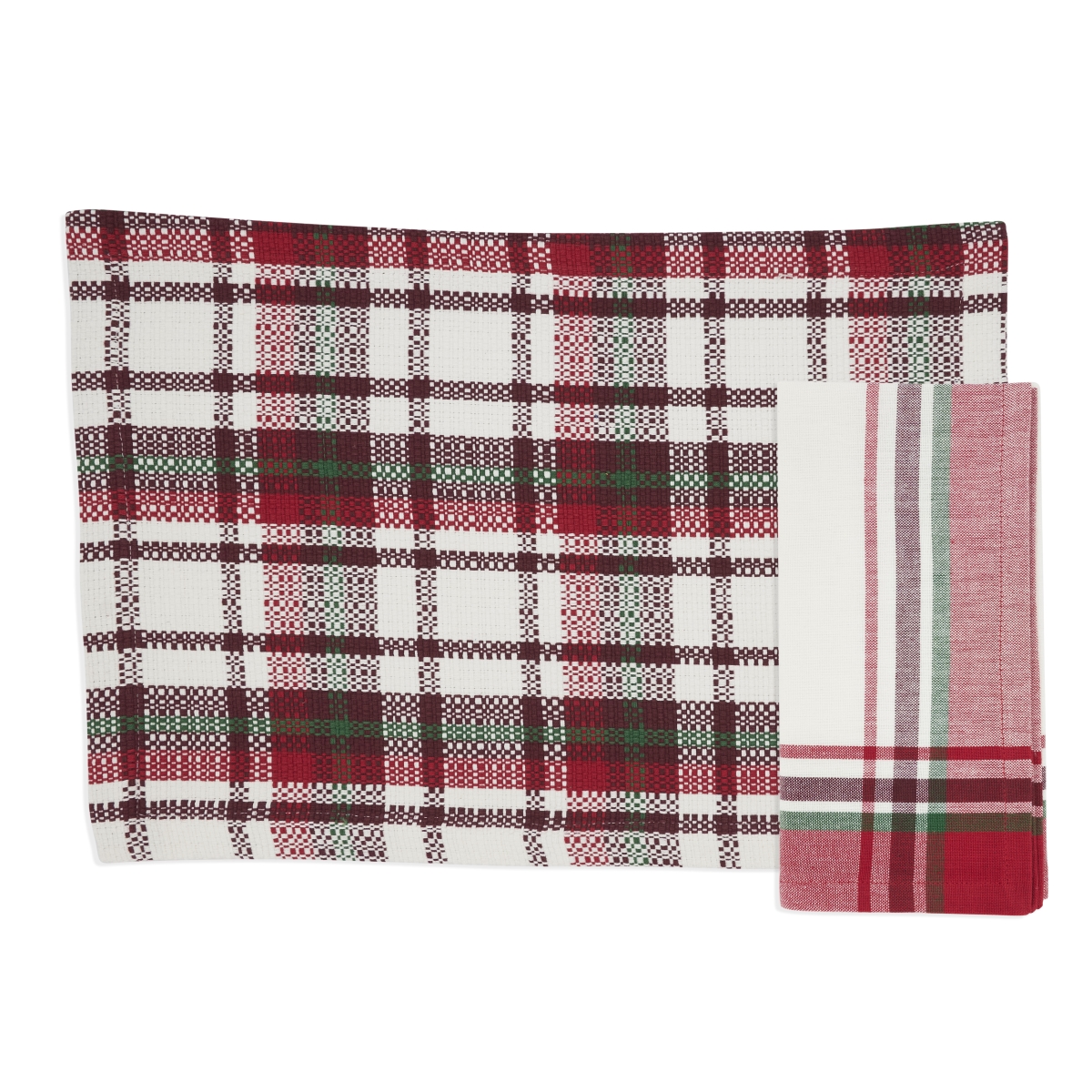 Picture of Saro Lifestyle 6834.RG Simple Plaid Placemat & Napkin Set - Red & Green