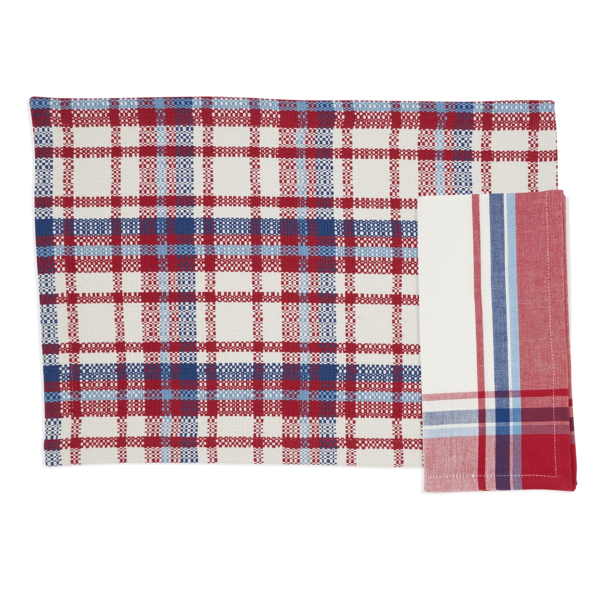 Picture of Saro Lifestyle 6834.RWB Simple Plaid Placemat & Napkin Set - Red & White & Blue