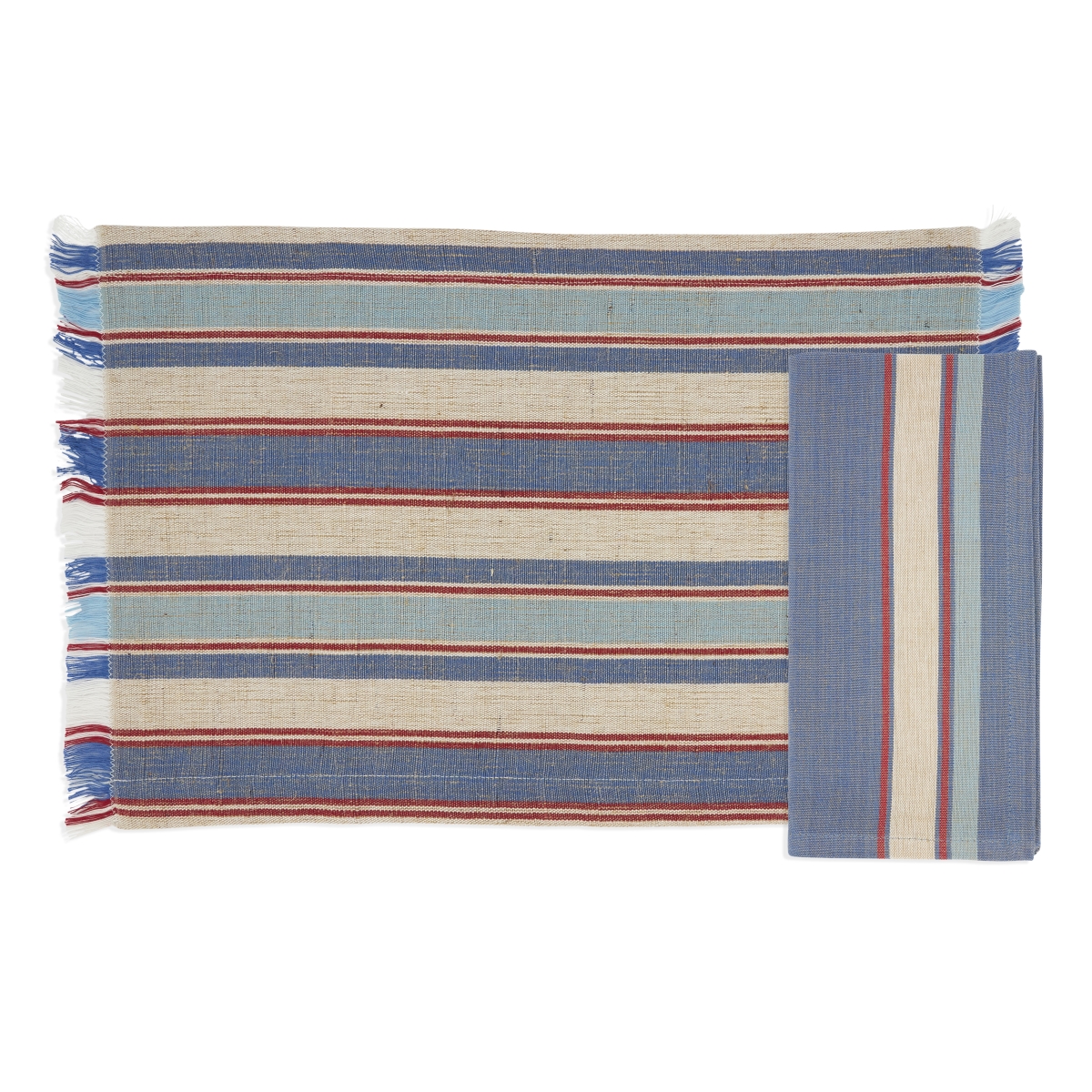 Picture of Saro Lifestyle 5086.RWB Everyday Plaid Placemat & Napkin Set - Red & White & Blue