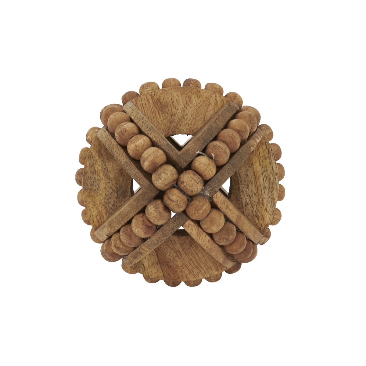 Picture of Saro Lifestyle HA648.N4R Textured Wooden Bead Orb - Natural - 4 in.