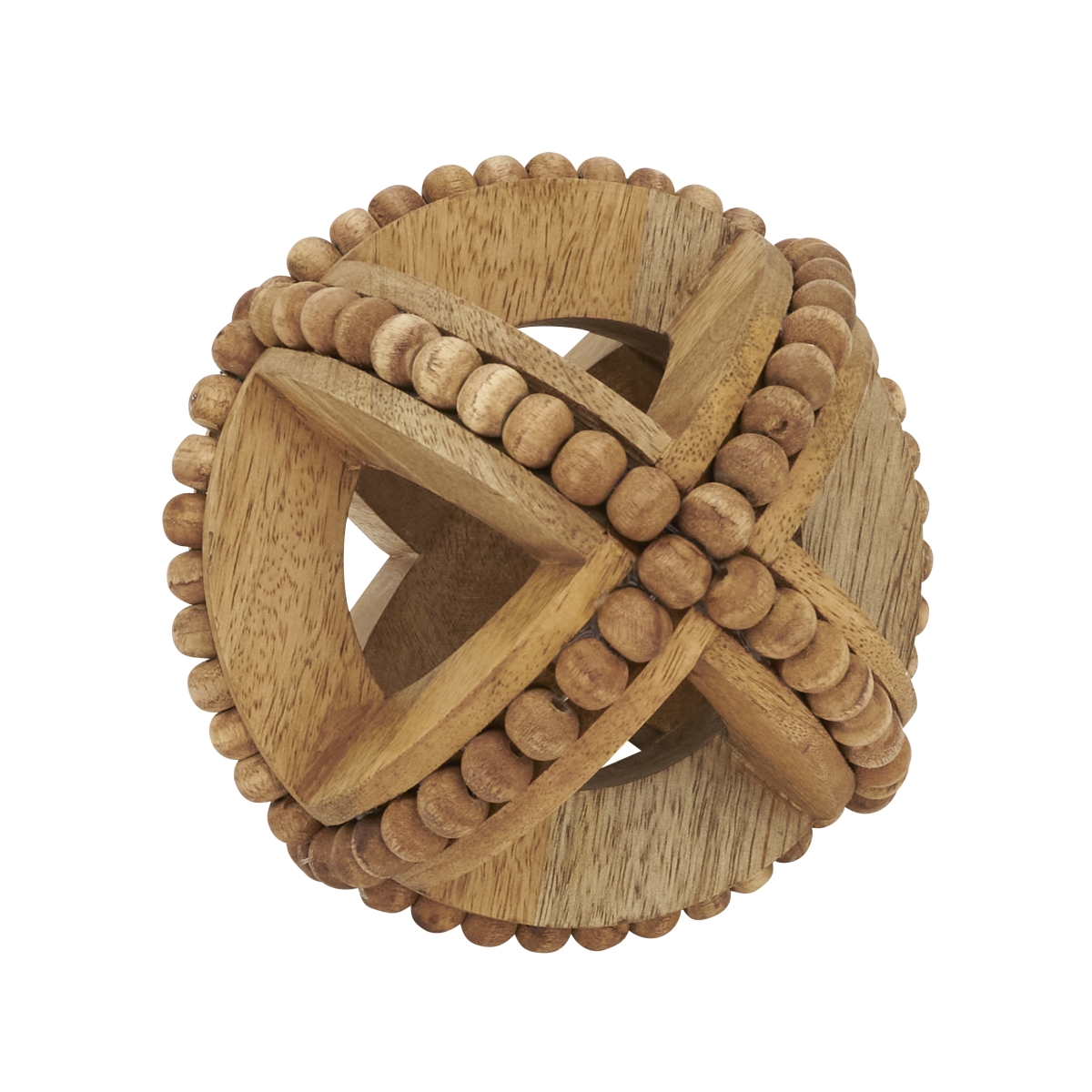 Picture of Saro Lifestyle HA648.N5R Textured Wooden Bead Orb - Natural - 5.25 in.