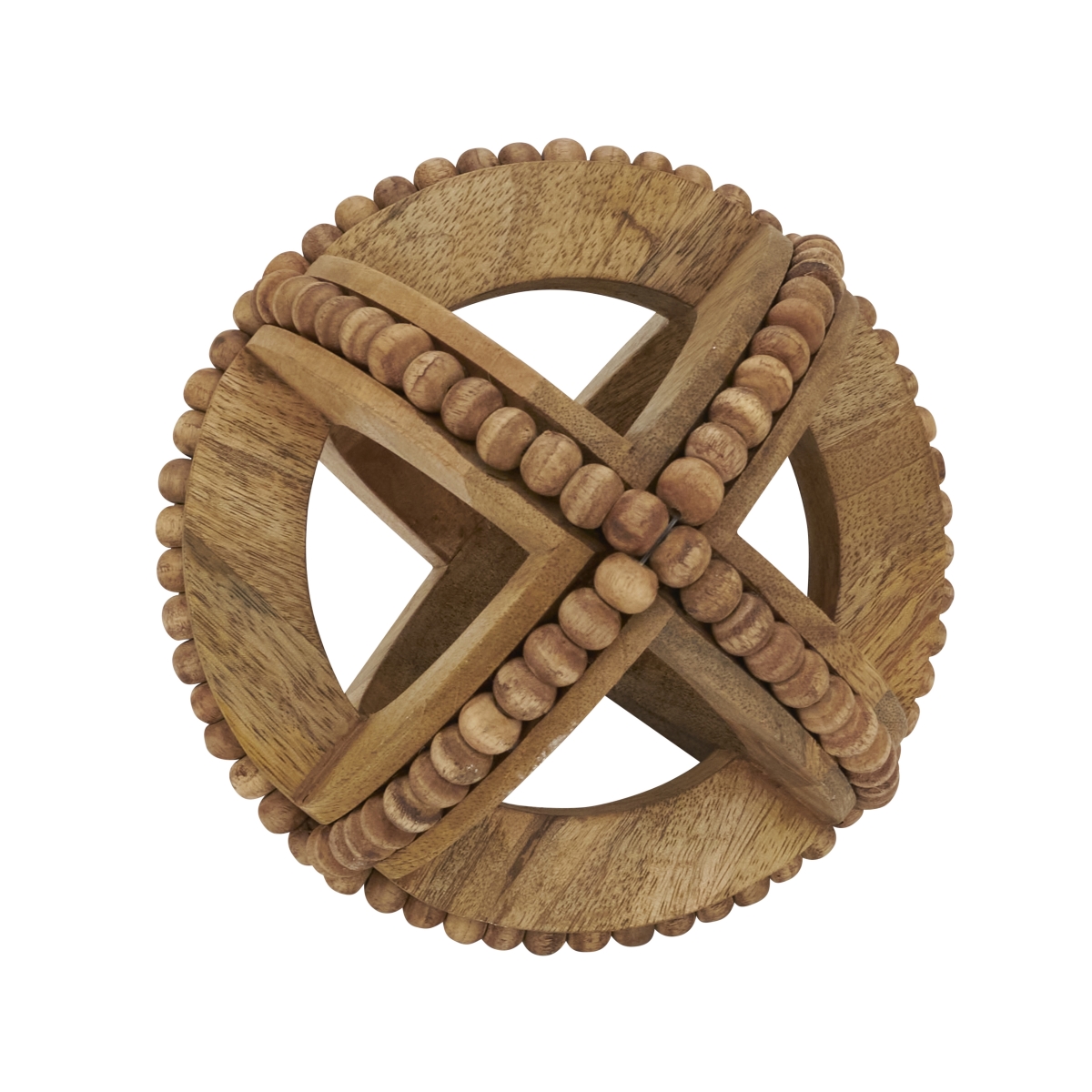 Picture of Saro Lifestyle HA648.N6R Textured Wooden Bead Orb - Natural - 6.5 in.