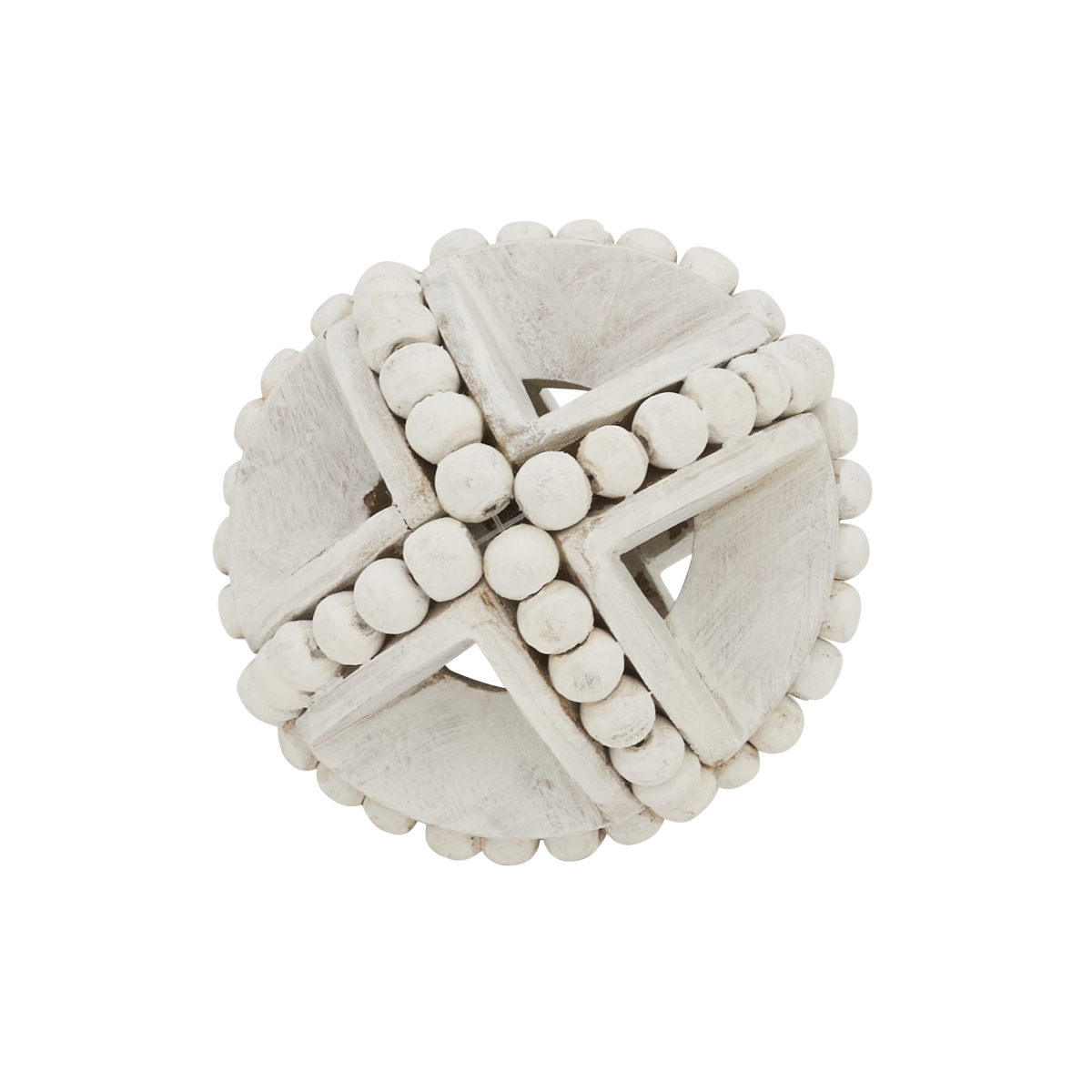 Picture of Saro Lifestyle HA648.W4R Textured Wooden Bead Orb - White - 4 in.