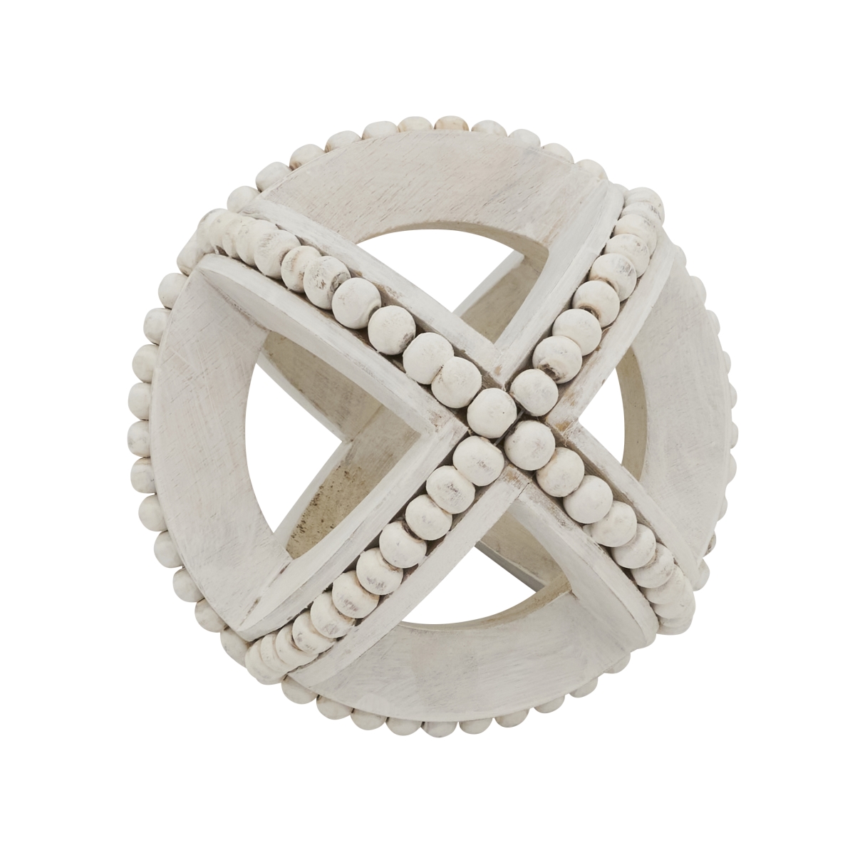 Picture of Saro Lifestyle HA648.W6R Textured Wooden Bead Orb - White - 6.5 in.
