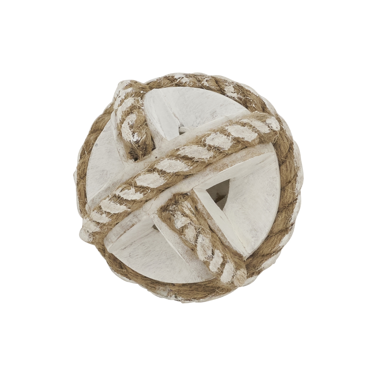 Picture of Saro Lifestyle HA649.W4R Natural Wooden Rope Decorative Orb - White - 4 in.