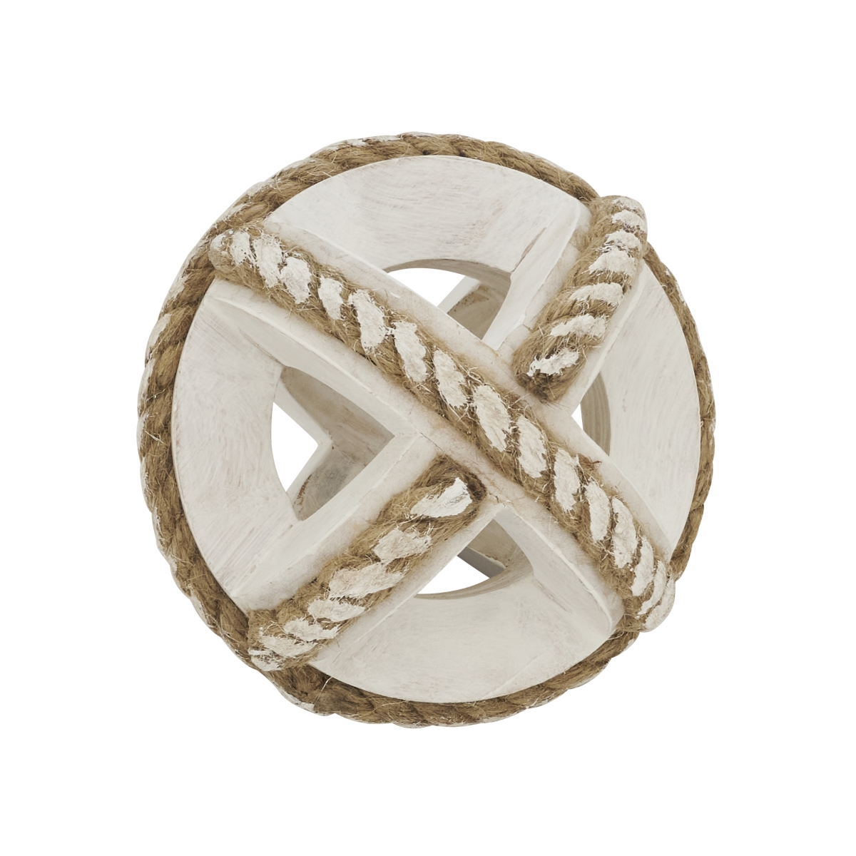 Picture of Saro Lifestyle HA649.W5R Natural Wooden Rope Decorative Orb - White - 5 in.