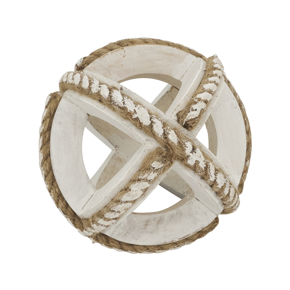 Picture of Saro Lifestyle HA649.W6R Natural Wooden Rope Decorative Orb - White - 6 in.