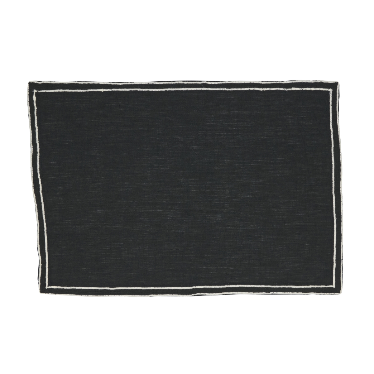 Picture of Saro Lifestyle 7024.BK1420B Double Line Embroidered Placemat - Black - Set of 4