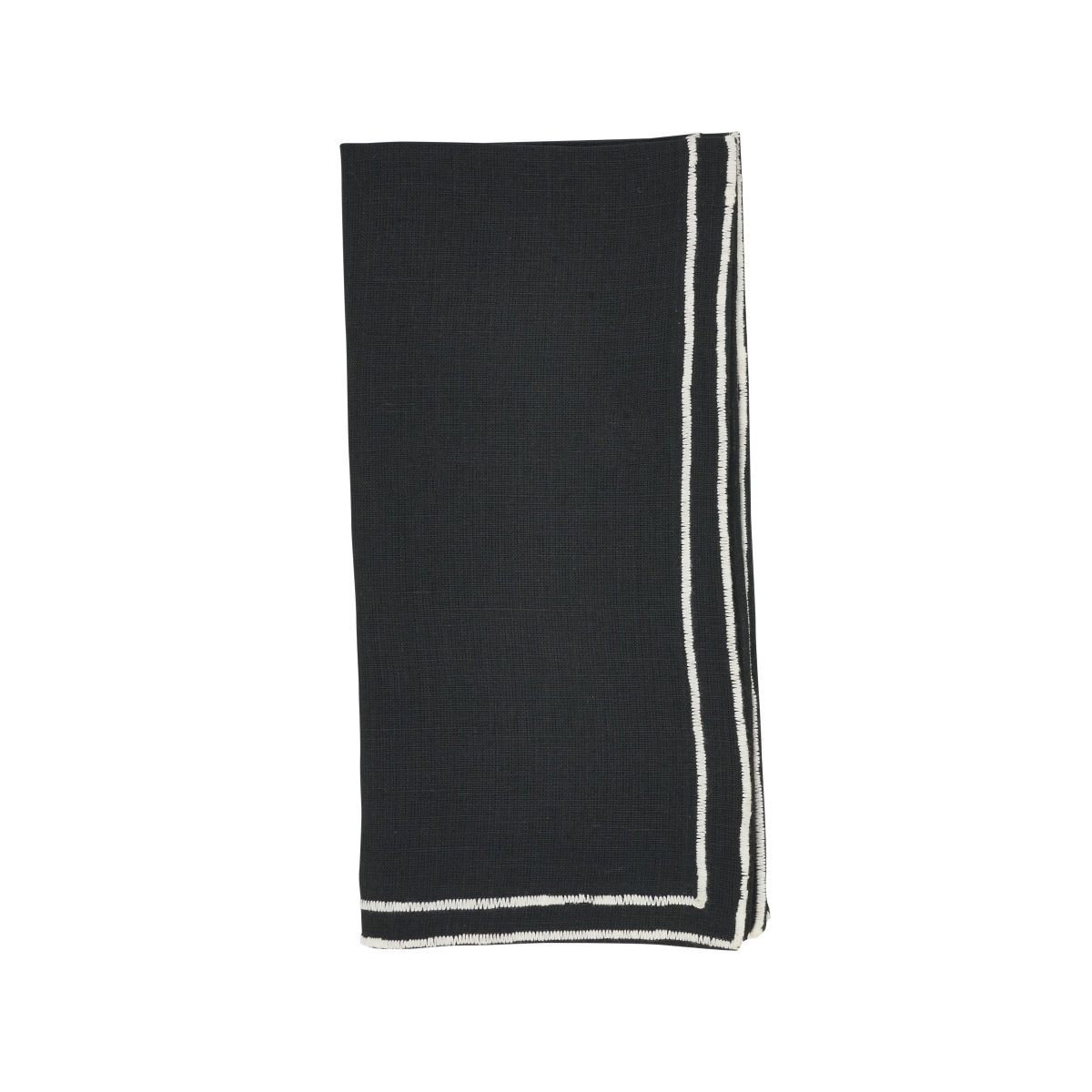 Picture of Saro Lifestyle 7024.BK20S Double Line Embroidered Napkin - Black - Set of 4