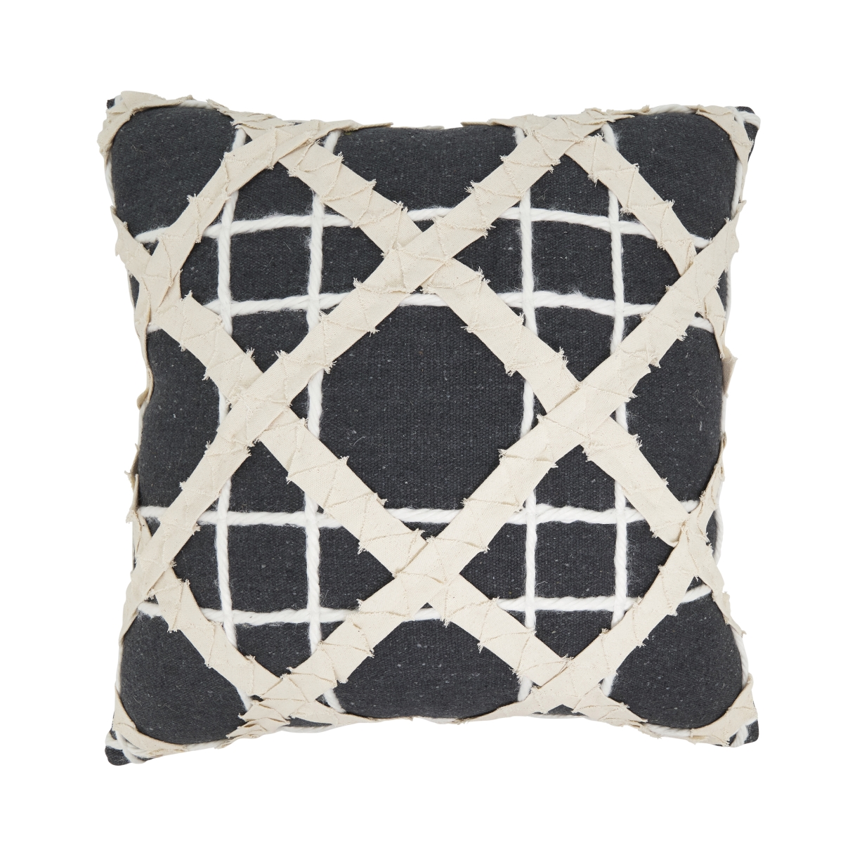 Picture of Saro Lifestyle 8008.BK20SC Modern Cross Hatch Pillow Cover - Black