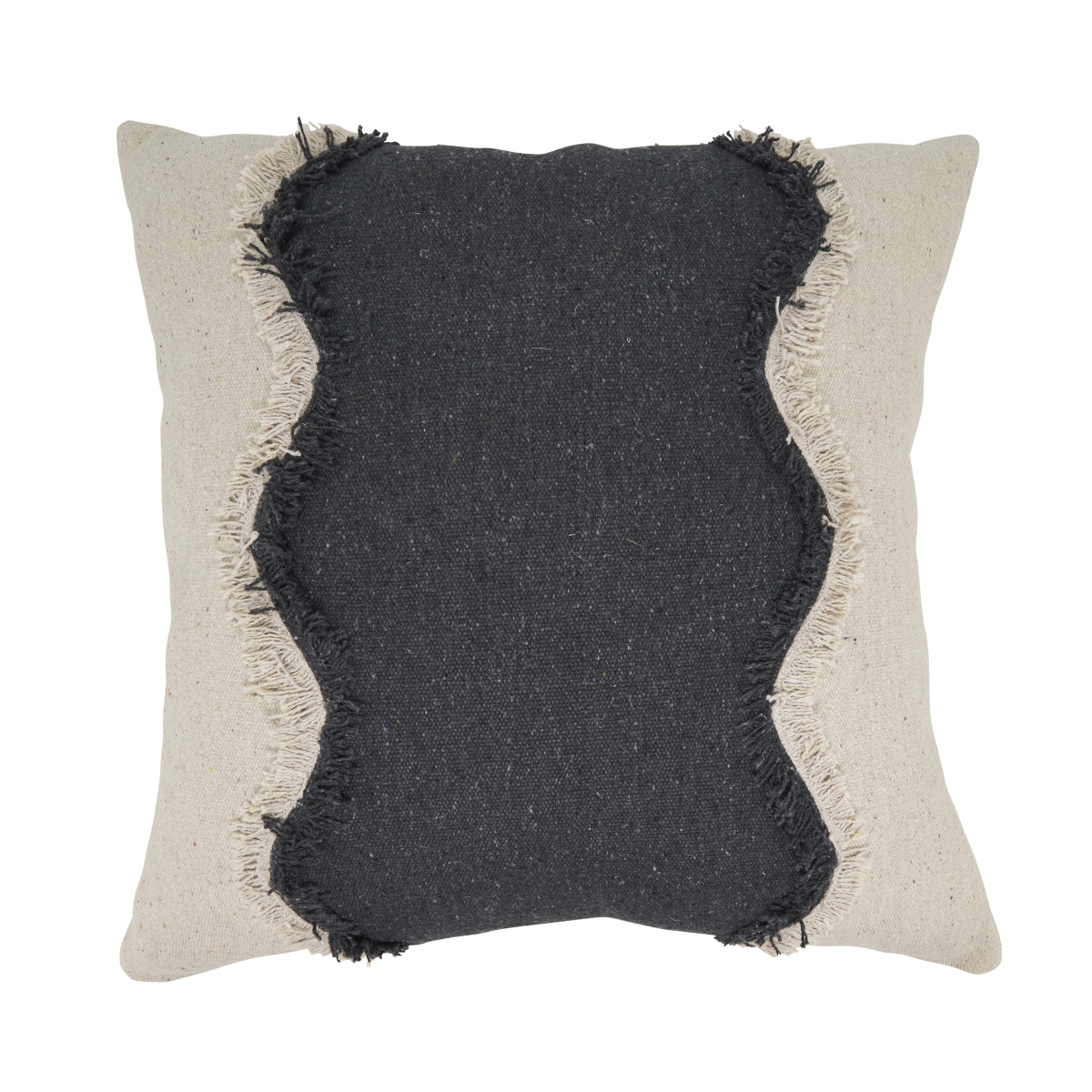 3045.BN20SD Playful Squiggle Fringe Down Filled Pillow - Black & Natural