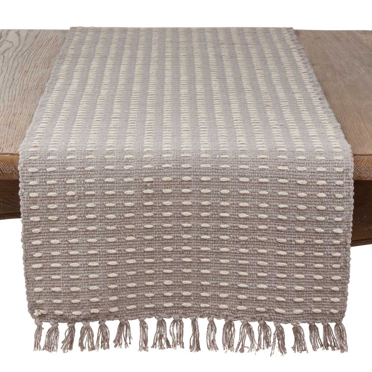 Picture of Saro Lifestyle 6269.GY16108B Dashed Woven Table Runner - Gray - 16 x 108 in.